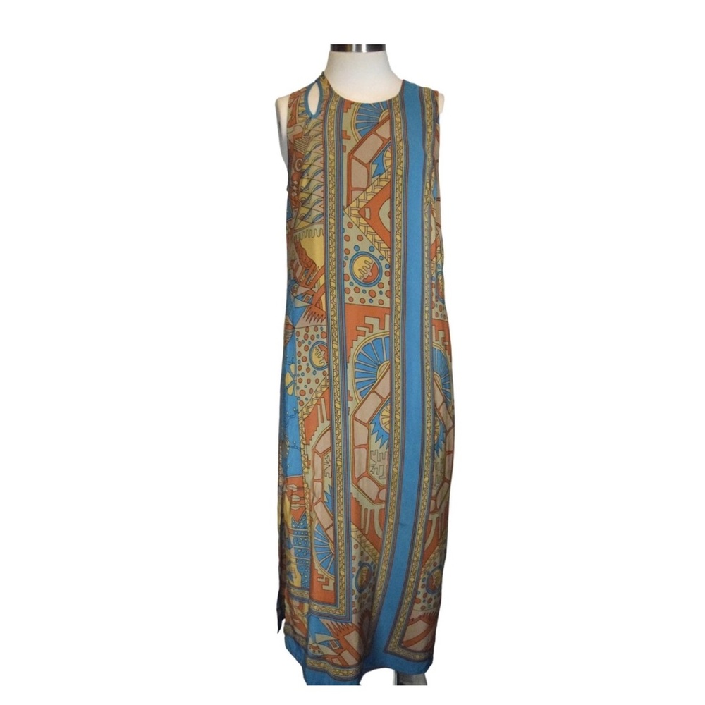 Sleeveless Geometric Print Maxi Dress